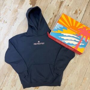 Pink Palm Puff Hoodie Navy With Pink Embroidery XS New With Box